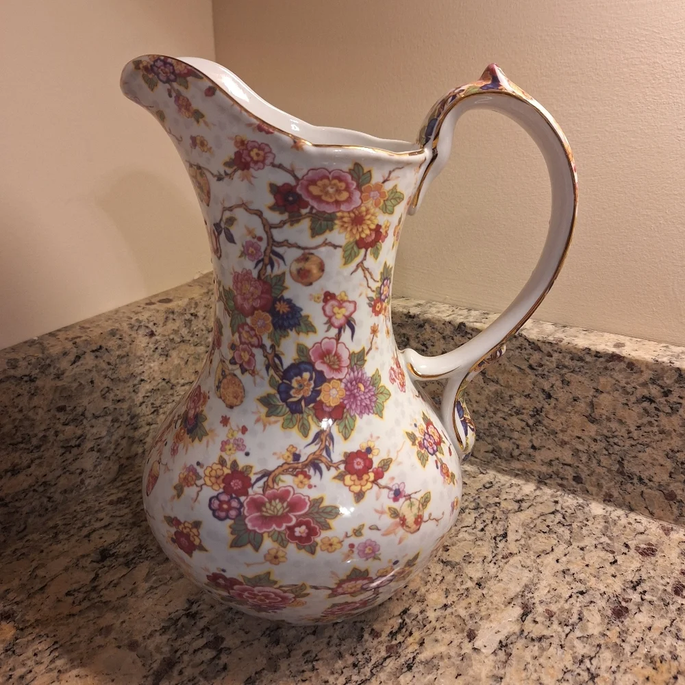Vintage Baum Bros Pitcher~Formalities~Floral Chintz~Vase~Fine China~10 In